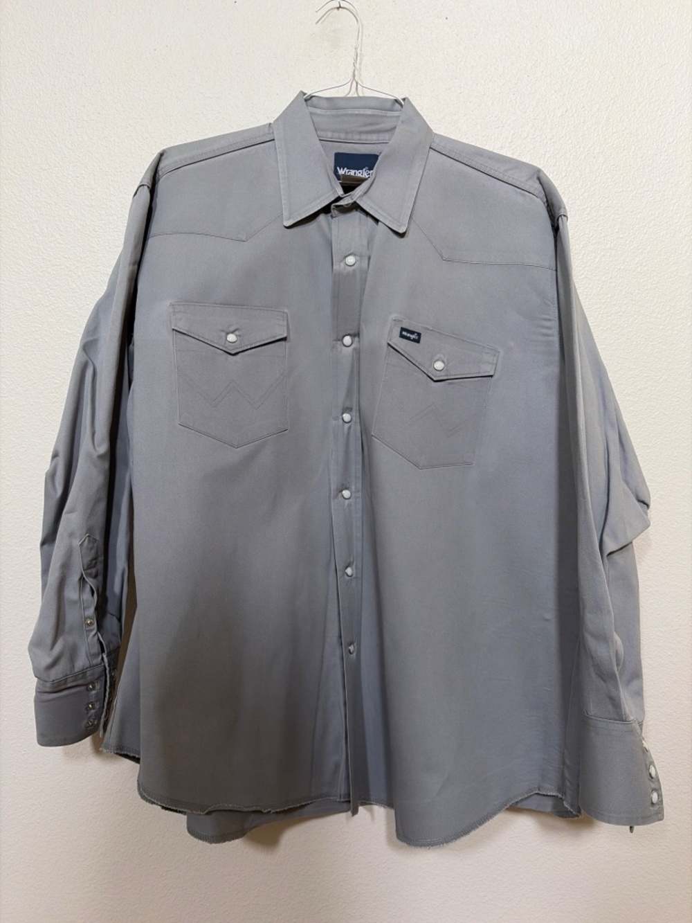 Wrangler Men's 2XL Gray Western Pearl Snap Shirt 100% Cotton